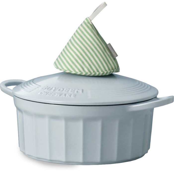 BUYDEEM Enameled Cast Iron Dutch Oven 2,9L, model CP521, color White Blue [3]