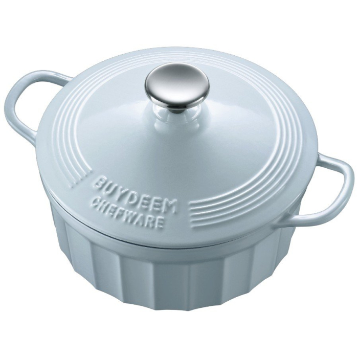 BUYDEEM Enameled Cast Iron Dutch Oven 2,9L, model CP521, color White Blue [2]