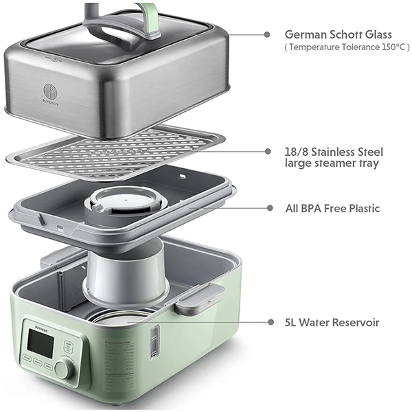 BUYDEEM Multi function Digital Food Steamer, model G564, color Cozy Greenish, EU [5]