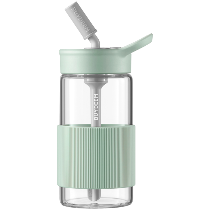 BUYDEEM Portable Glass Straw Bottle 500 ml, model CD1017, color Cozy Greenish [2]