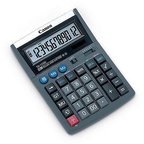 Calculator birou Canon TX-1210E, display LCD, alimentare solara si baterie, conversie Euro-local, tax. [1]