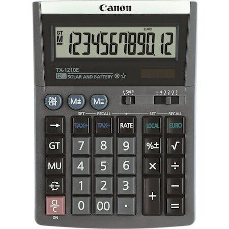 Calculator birou Canon TX-1210E, display LCD, alimentare solara si baterie, conversie Euro-local, tax. [2]