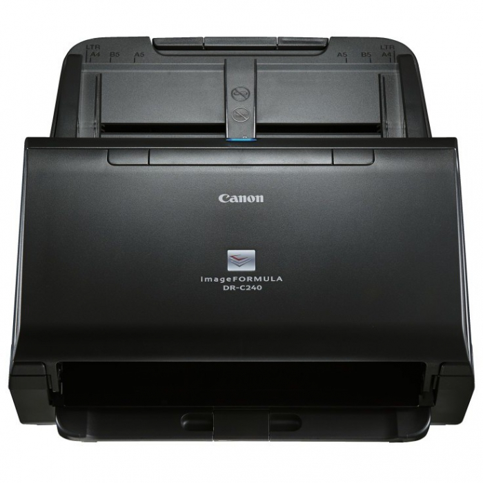 Scanner Canon DRC240, dimensiune A4, tip sheetfed, duplex, viteza de scanare: Alb-negru : 45 ppm/90ipm, Color: 30ppm/60ipm, rezolutie optica 600dpi, senzor CIS, alimentator 60 coli, software inclus: Driver ISIS/TWAIN, CapturePerfect, CaptureOnTouch, eCopy PDF Pro Office, Kofax VRS, interfata: USB [1]