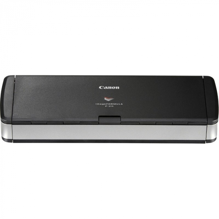 Scanner Canon P-215II, dimensiune A4, tip portabil, viteza scanare  12ppm alb-negru si 10ppm color, duplex, rezolutie optica 600dpi, rezolutie hardware 600x600dpi, senzor CIS, interfata: USB 2.0, software inclus: Driver ISIS /TWAIN, CaptureOnTouch, CaptureOnTouch Lite, Presto! Cititor BizCard [1]