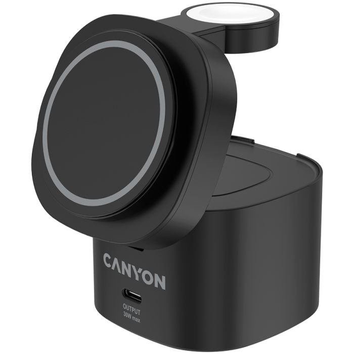 Canyon 4 in 1 Wireless Charging Stand, 30W max, Size: 70x70x70.3mm, weight: 414g, with 65W charger and 1M cable, black [2]