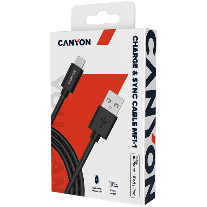 CANYON cable MFI-1 Lightning 12W 1m Black [3]