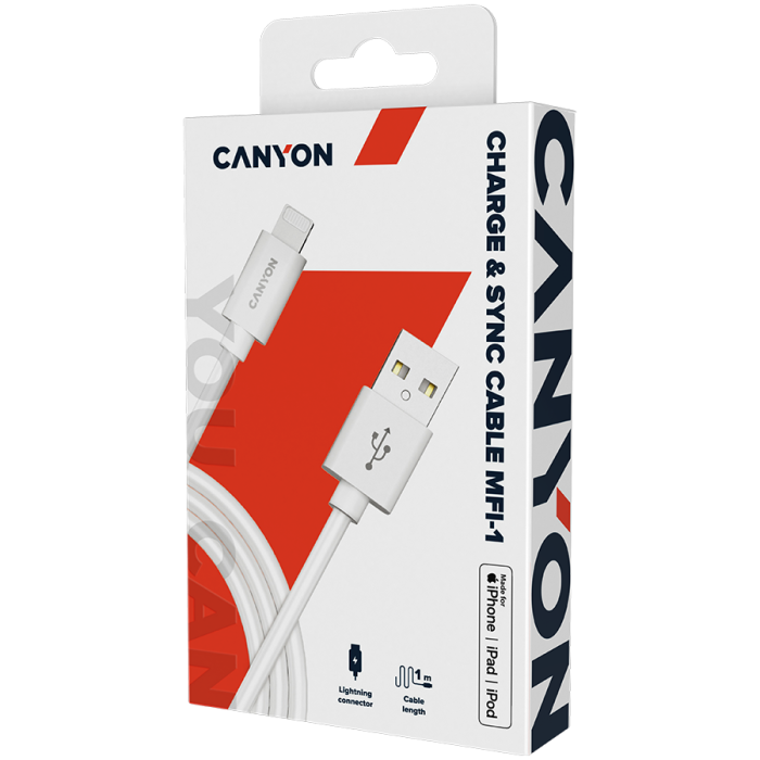 CANYON cable MFI-1 Lightning 12W 1m White [4]