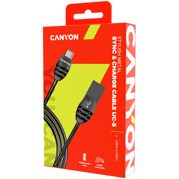 CANYON cable UC-5 USB-C 10W 1m Dark Grey [2]