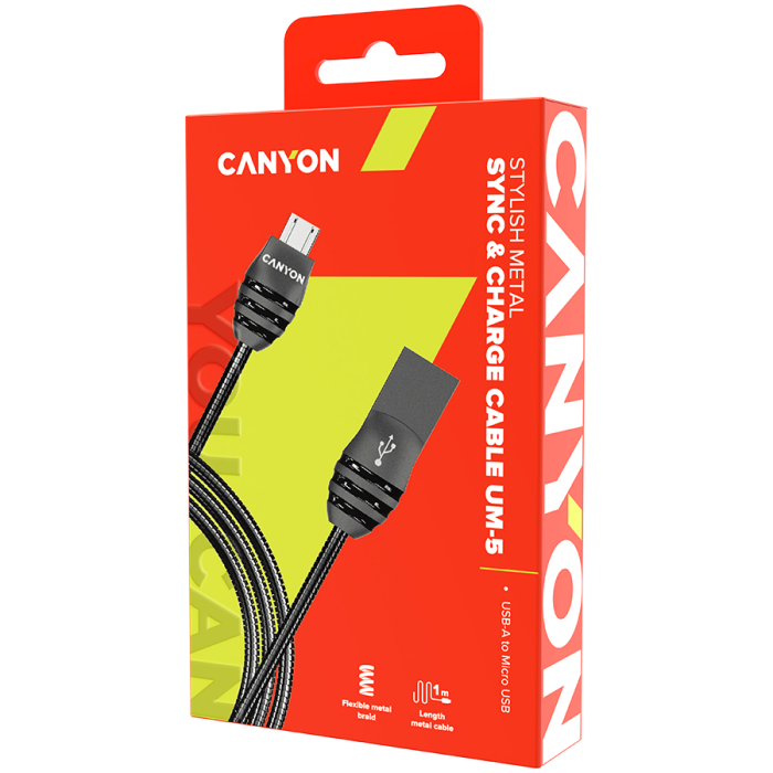 CANYON cable UM-5 MicroUSB 10W 1m Dark Grey [2]