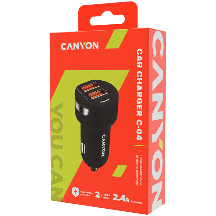 CANYON car charger C-04 2.4A/2USB-A Black [5]
