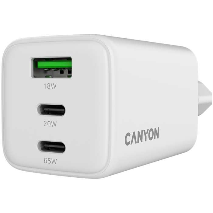 CANYON charger CU65ACC GaN 65W 2xPD 1xQC EU White [5]