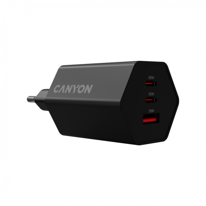 CANYON charger HEXAGON 65 GaN 65W 2xPD 1xQC EU Black [2]