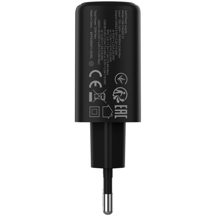 CANYON charger OnCharge 200 20W 1xPD 1xQC EU Black [3]