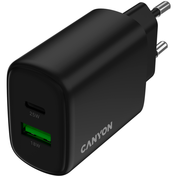 CANYON charger OnCharge 250 25W 1xPD 1xQC EU Black [4]