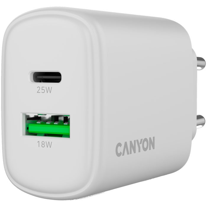 CANYON charger OnCharge 250 25W 1xPD 1xQC EU White [5]