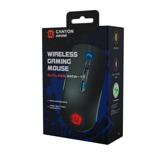 CANYON Gaming Mouse CUTLASS max DPI 2400 RGB Wireless Black [6]
