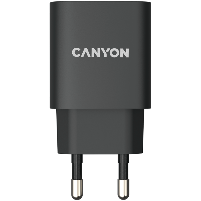 CANYON H-20, PD 20W Input: 100V-240V, Output: 1 port charge: USB-C:PD 20W (5V3A/9V2.22A/12V1.67A) , Eu plug, Over- Voltage , over-heated, over-current and short circuit protection Compliant with CE Ro [1]