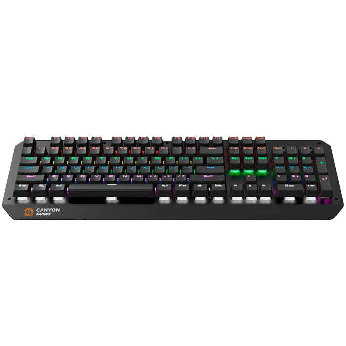 CANYON Hazard GK-6, Wired multimedia gaming keyboard with lighting effect, 108pcs rainbow LED, Numbers 104keys, EN double injection layout, cable length 1.8M, 450.5*163.7*42mm, 0.90kg, color black [2]