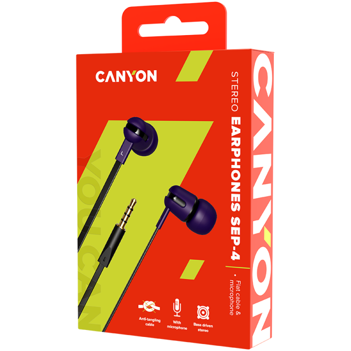 CANYON headphones SEP-4 Mic Flat 1.2m Violet [2]