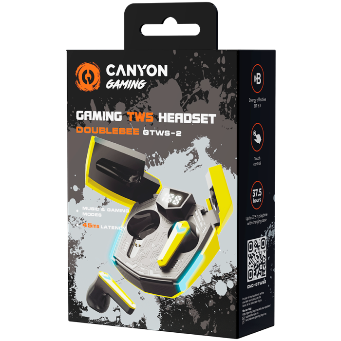 CANYON headset Doublebee GTWS-2 Gaming Yellow [6]