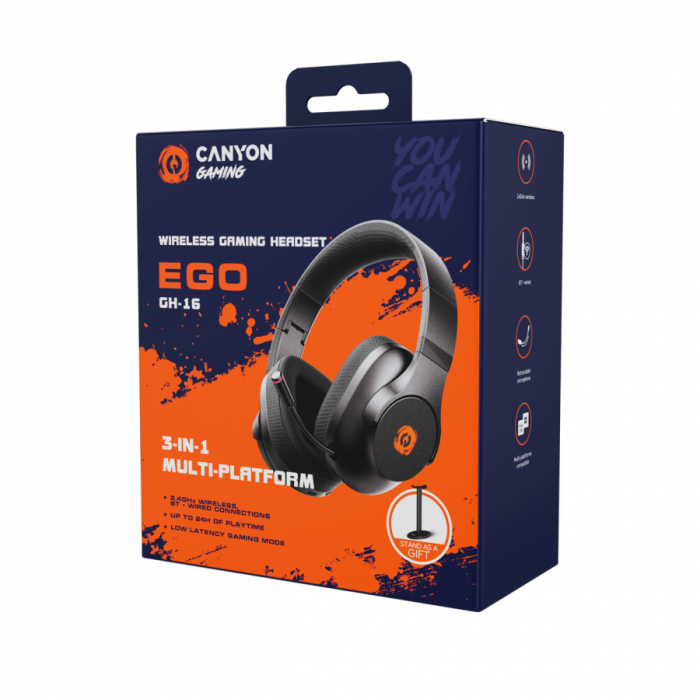 CANYON headset EGO GH-16 3in1 2.4Ghz+BT Black [7]