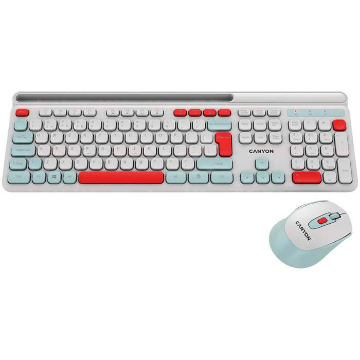 CANYON HSET-W5 EN Keyboard+Mouse AAA+AA Wireless White [2]