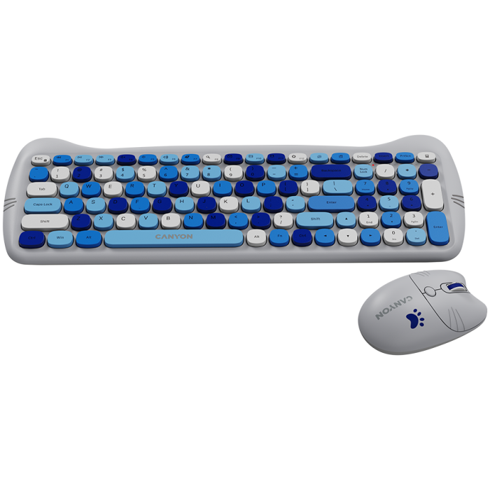 CANYON HSET-W6 EN Keyboard+Mouse Kitty Edition AAA+АА Wireless Blue [5]