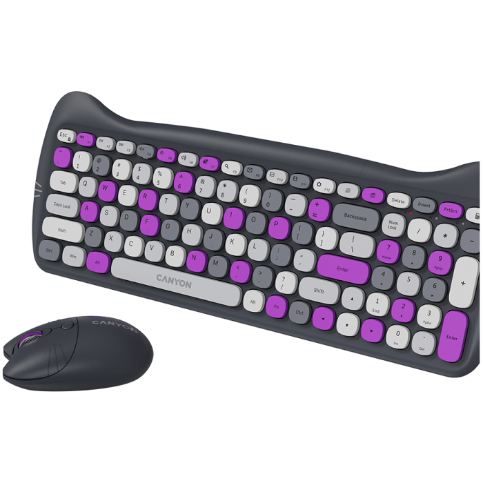 CANYON HSET-W6 EN Keyboard+Mouse Kitty Edition AAA+АА Wireless Violet [3]