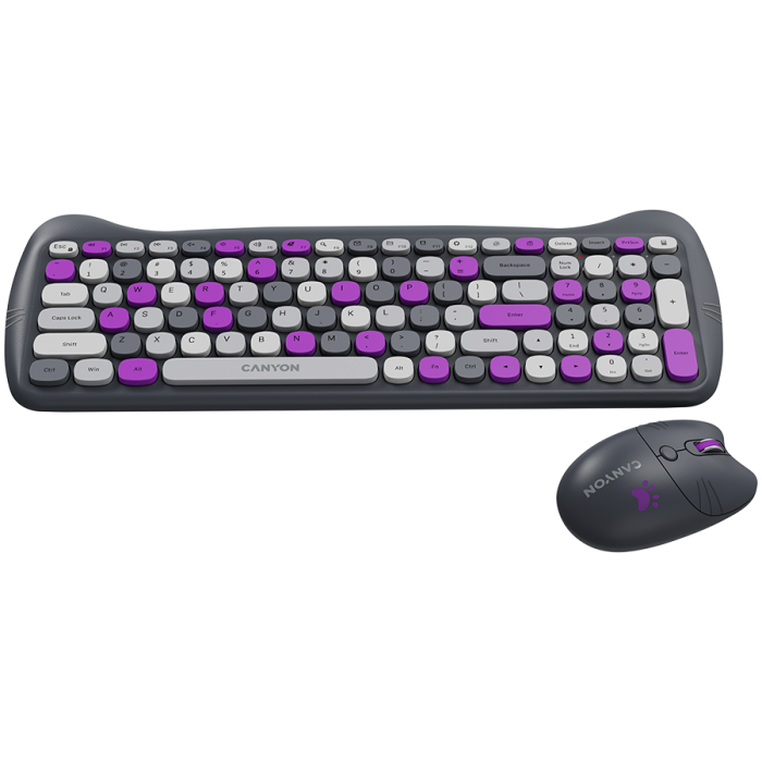 CANYON HSET-W6 EN Keyboard+Mouse Kitty Edition AAA+АА Wireless Violet [2]