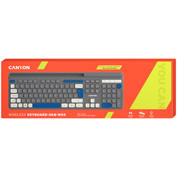 CANYON keyboard HKB-W03 EN AAA Wireless Grey [8]