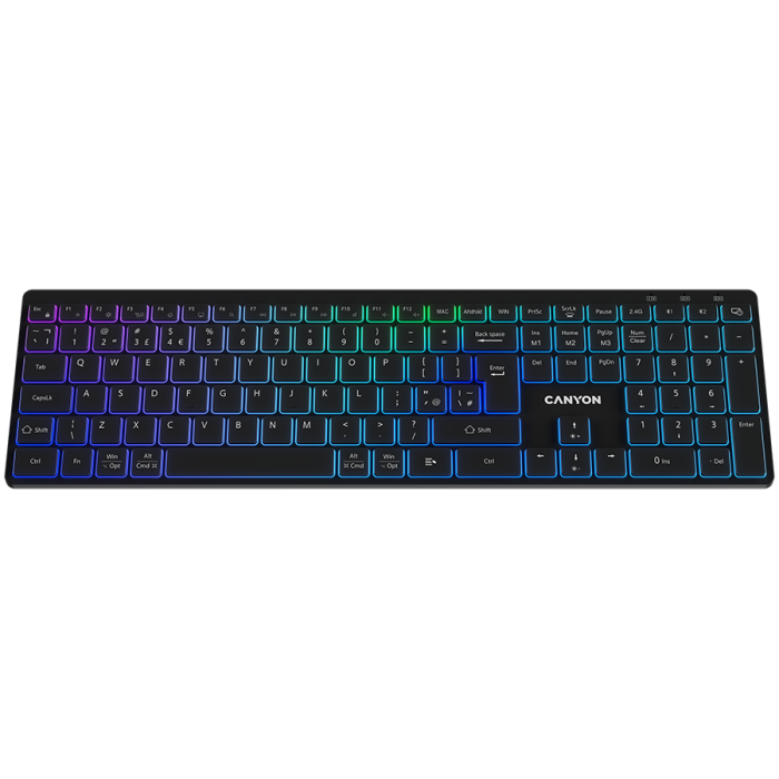 CANYON keyboard HKB-W11 UK/US RGB Dual Mode Wireless Black [2]