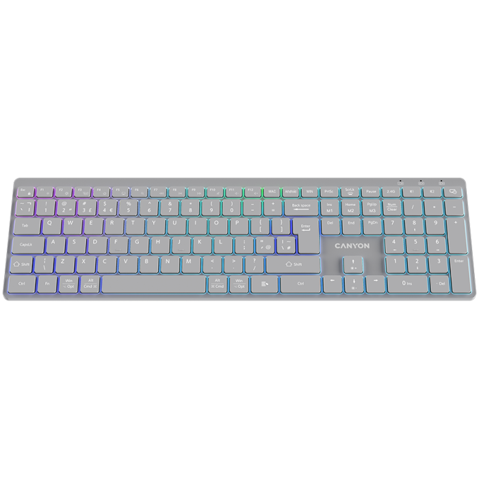CANYON keyboard HKB-W11 UK/US RGB Dual Mode Wireless Grey [2]