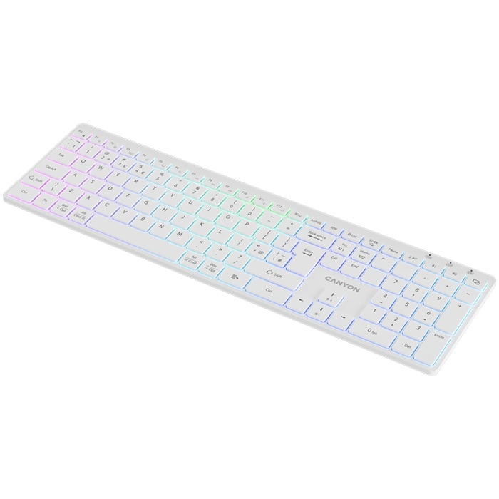 CANYON keyboard HKB-W11 UK/US RGB Dual Mode Wireless White [4]