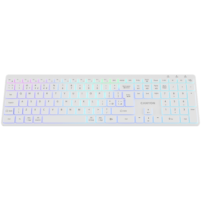 CANYON keyboard HKB-W11 UK/US RGB Dual Mode Wireless White [2]
