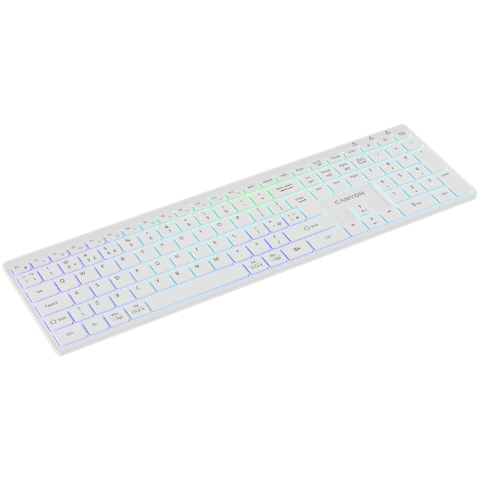 CANYON keyboard HKB-W11 UK/US RGB Dual Mode Wireless White [5]