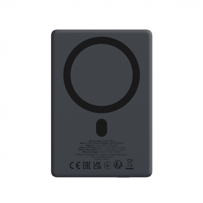 CANYON magnetic power bank OnPower 500 PD20W 5000mAh Aluminium Interstellar Black [5]