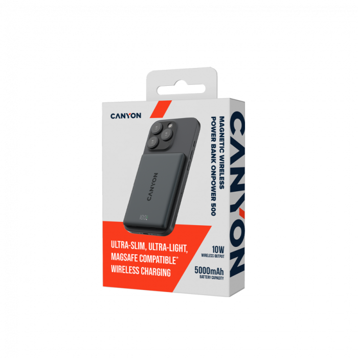 CANYON magnetic power bank OnPower 500 PD20W 5000mAh Aluminium Interstellar Black [6]