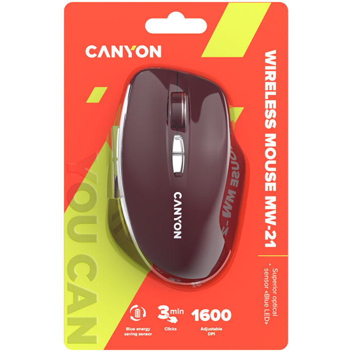 CANYON mouse MW-21 BlueLED 7buttons Wireless Burgundy Red [6]