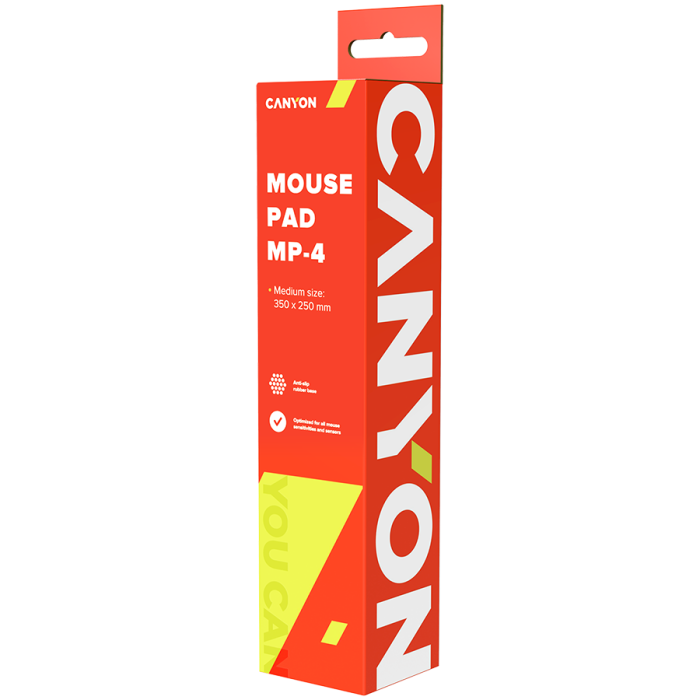 CANYON MP-4, Mouse pad,350X250X3MM,Multipandex,fully black with our logo (non gaming),blister cardboard [3]