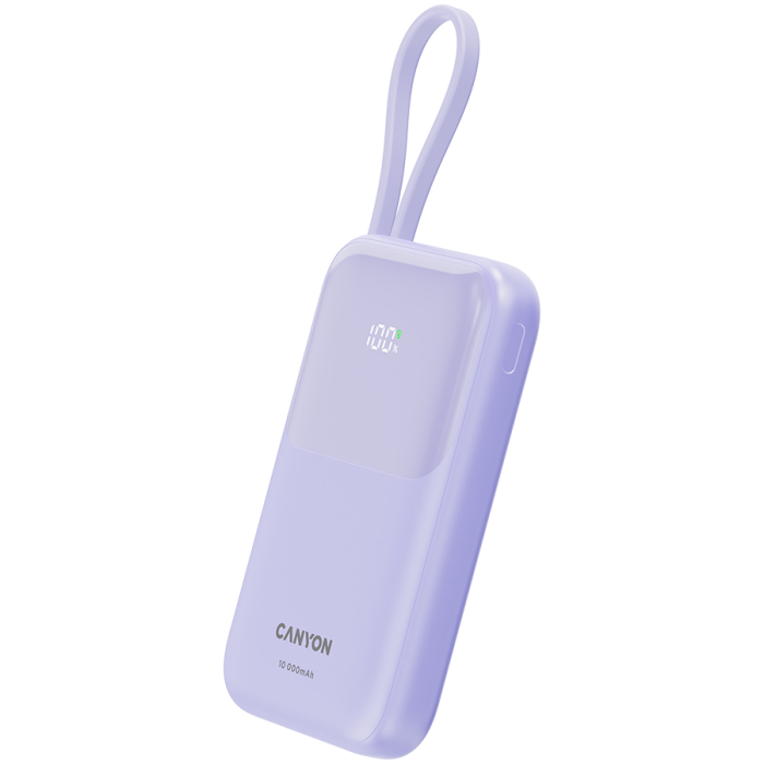 CANYON power bank OnPower 101 built-in cable 10000 mAh PD22.5W Purple [2]
