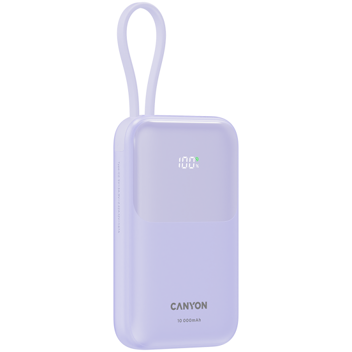 CANYON power bank OnPower 101 built-in cable 10000 mAh PD22.5W Purple [3]