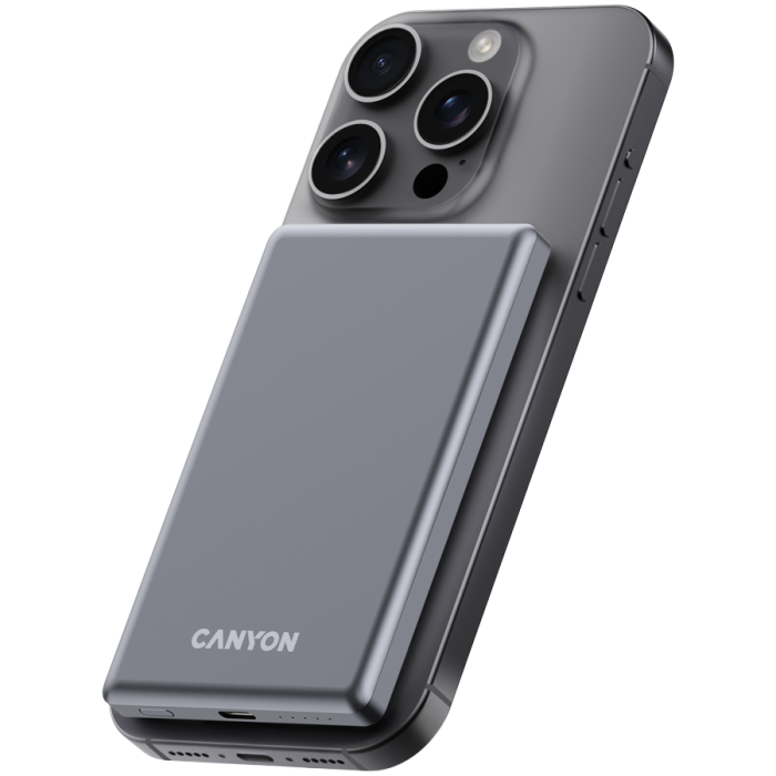 CANYON power bank OnPower 505 slim Magnetic 5000 mAh PD20W Dark Grey [6]