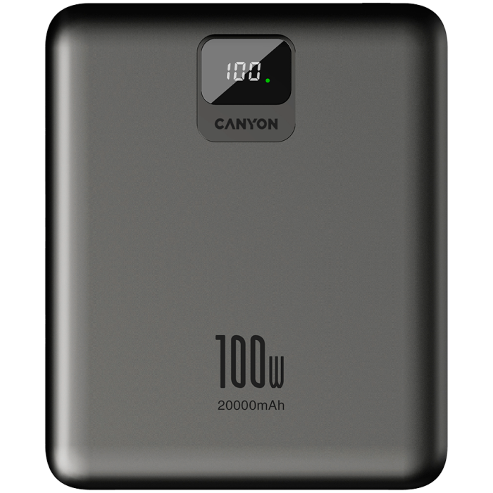 CANYON power bank PB-2008 LED FLAT 20000 mAh PD100W QC3.0 Dark Grey [2]