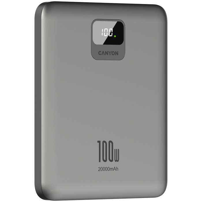 CANYON power bank PB-2008 LED FLAT 20000 mAh PD100W QC3.0 Dark Grey [5]