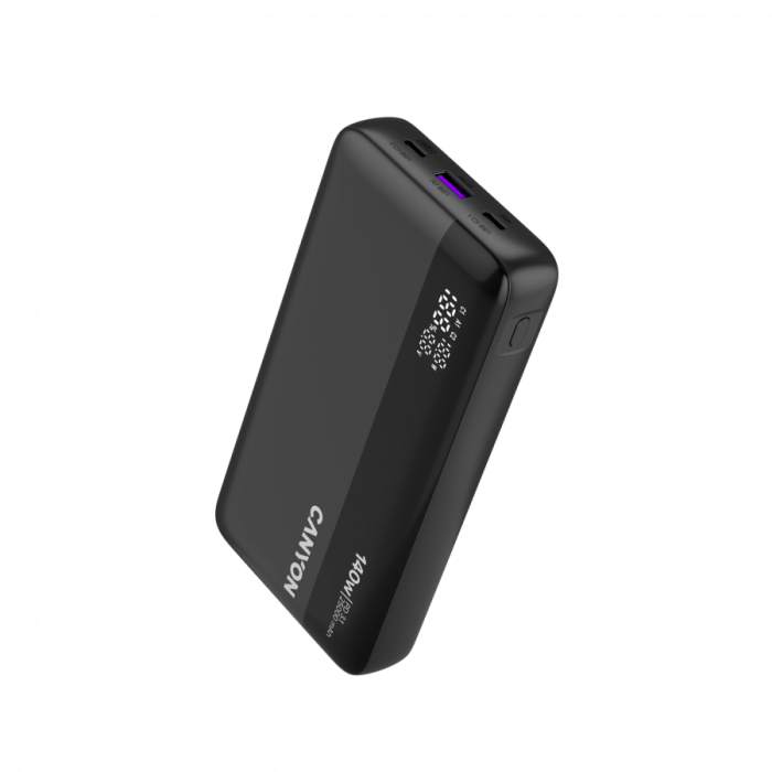 CANYON Power Bank PB-240, 25000mAh PD140W display power bank,Size160.0x82x27 mm Weight 508+-10g, Dark Grey [9]