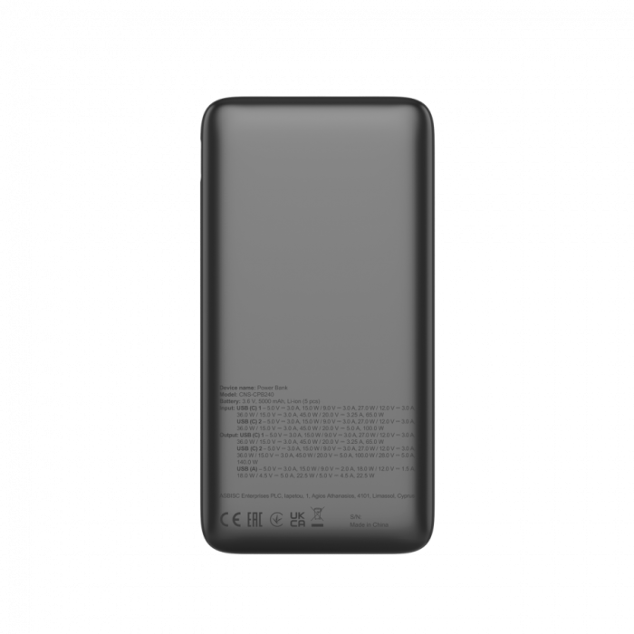 CANYON Power Bank PB-240, 25000mAh PD140W display power bank,Size160.0x82x27 mm Weight 508+-10g, Dark Grey [4]