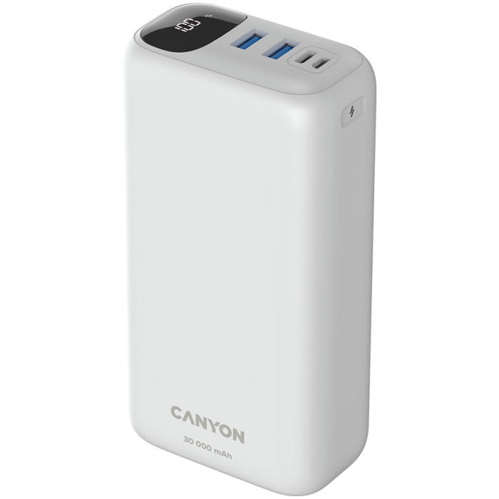CANYON power bank PB-301 LED 30000 mAh PD 20W QC 3.0 White [2]