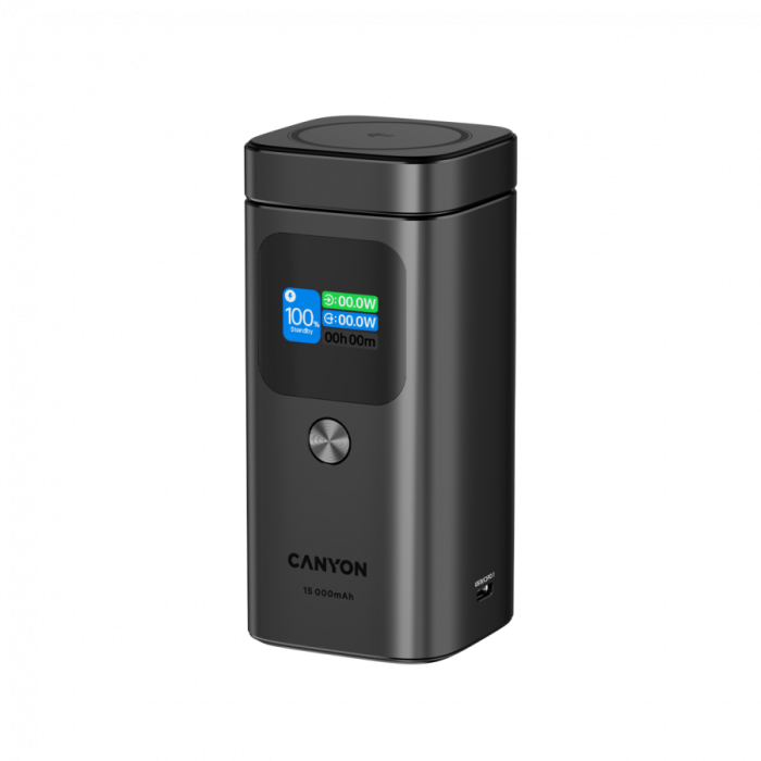 CANYON Qi2 magnetic power bank OnPower 150 15000mAh Aluminium Dark grey [2]