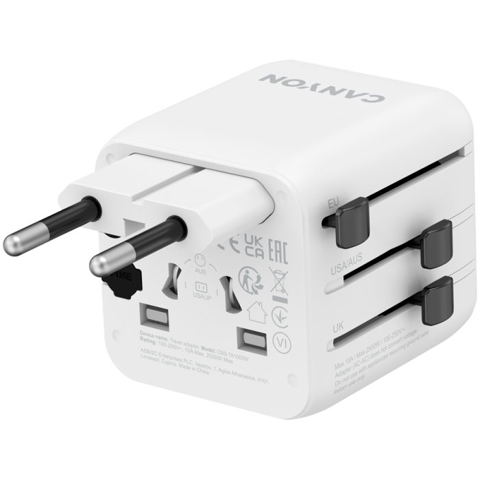 CANYON Travel Adapter OnTour One EU/UK/US/AUS White [5]