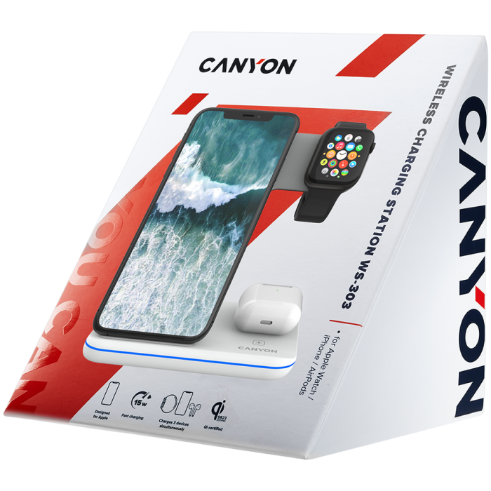 CANYON wireless charger WS-303 15W 3in1 White [7]